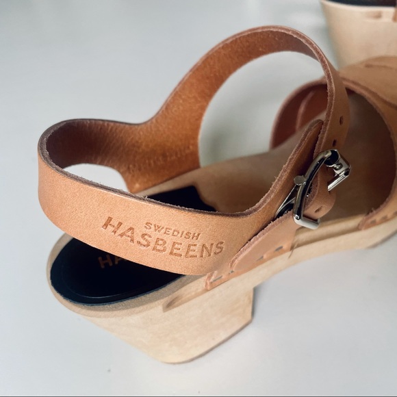 Swedish Hasbeens Peep Toe High Clog Nature Sandals 37 (new) - Picture 8 of 8